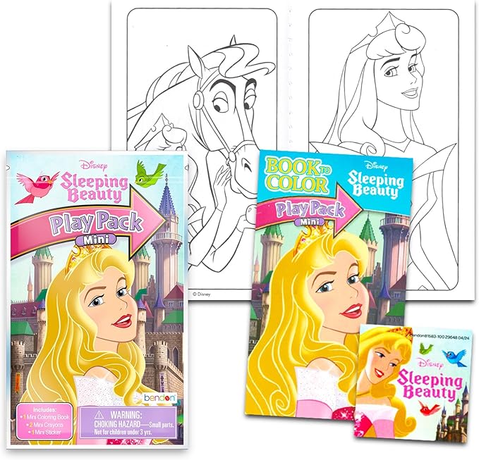 Disney Sleeping Beauty Mini Party Favors Set for Kids - Bundle with 24 Mini Aurora Grab n Go Play Packs with Coloring Pages, Stickers and More (Sleeping Beauty Birthday Party Supplies)