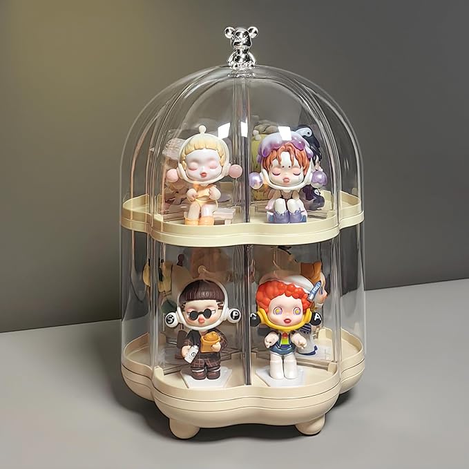 Clear Acrylic Rotating Display Case for Pop Mart, Funko Pop Figure Toys Rotating Display Stand, Storage Box Transparent Blind Box Organizer Dustproof Protection Showcase（2nd Floor）