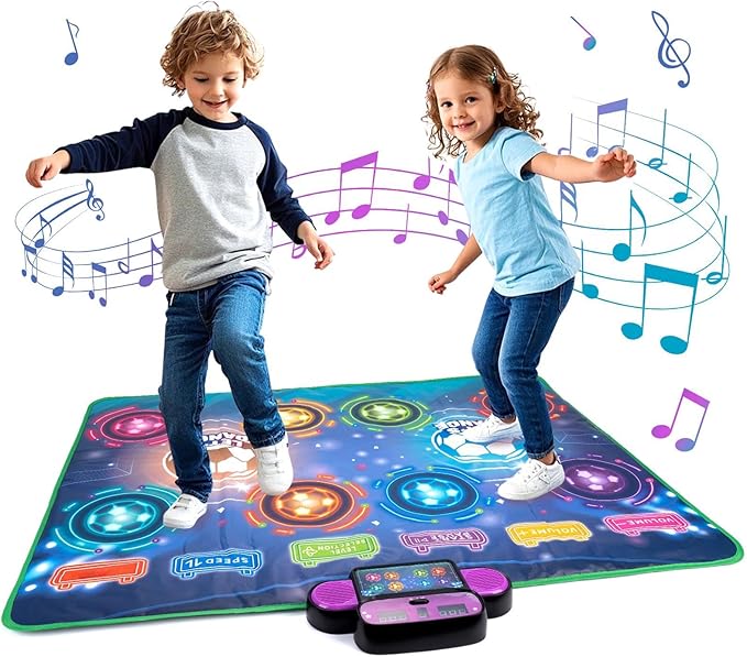 Electronic Dance Mat, Double Player Dance Pad for Kids 3 4 5 6 7 8, Musical Interactive Dancing Step Pad for Kids Adults Boys Girls, Puzzle Games, Body Exercise