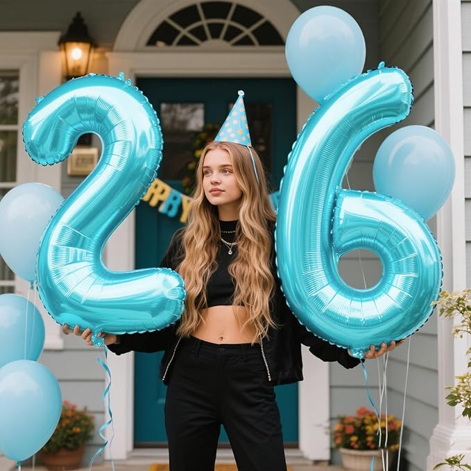 40 Inch Light Blue Foil Number 6 Foil Balloon 6th 16th 60th 66th Birthday Jumbo Anniversary Corporate Milestone Event Decorations Dark Blue 6 Digit Birthday Party