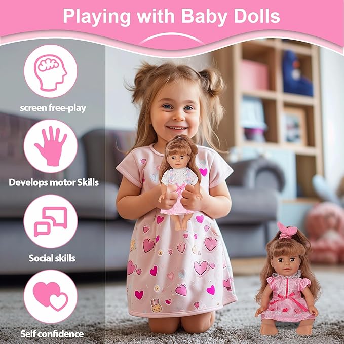 ARTST Doll Clothes,12 inch Baby Doll Clothes[6 Sets](Include 4 Hats + 1 Bowknot ) for 10/11/12 inch Baby
