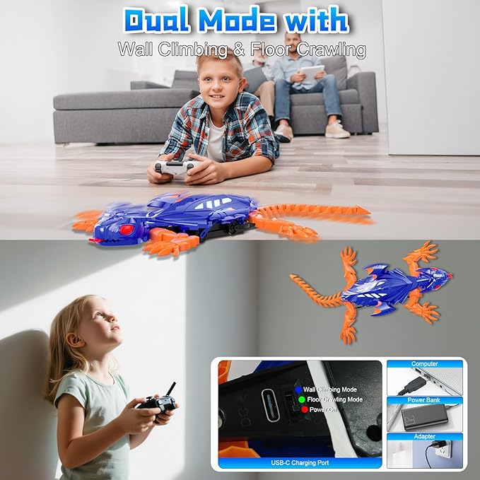Wall Crawler Gecko, Electric Lizard Toy, Remote Control Climbing Car, Rc Robot Kids Toys, 2025 Cool Stuff Gadgets for Boys Girls, Christmas Birthday Gifts for Age 6+ Year Old