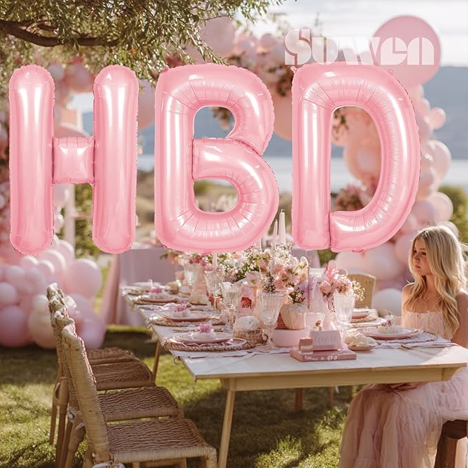 SUWEN 40 Inch Pink Large F Letter Balloons Big Foil Helium Letter Balloons A-Z Jumbo Mylar Happy Birthday Party Decorations for Girl Anniversary Party Supplies