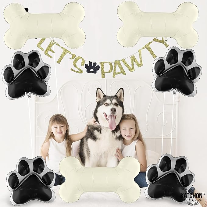 KatchOn, Large Dog Balloons - 29 Inch, Pack of 8 | Dog Balloons for Birthday Party, Paw Print Balloon | dog Party Decorations, paw Balloon | Lets Pawty Birthday Decorations