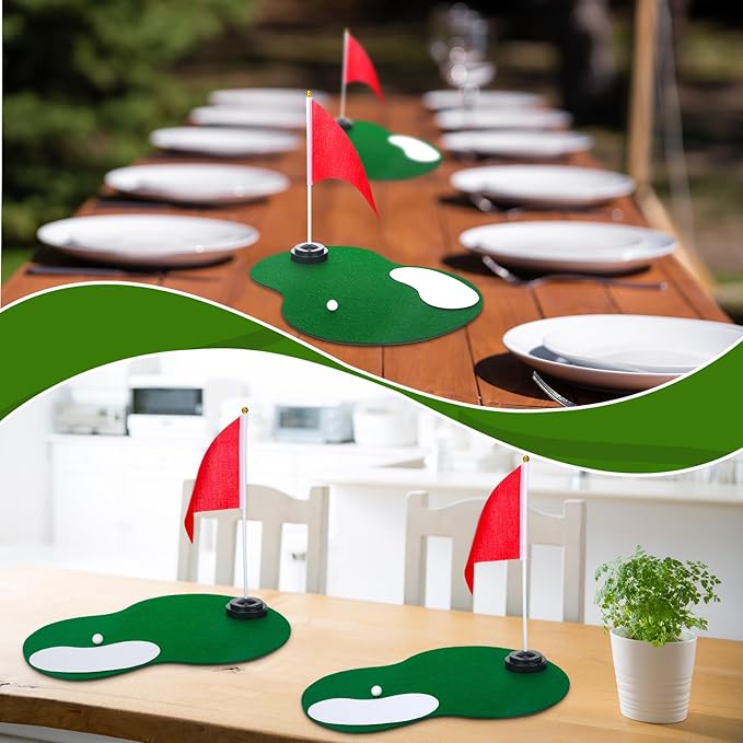 Tinideya 4 Set Golf Centerpieces Table Decorations Golf Party Supplies Including Ball Sand Trap Red Flag Plastic Flag Stand for Sport Themed Birthday Party Decor