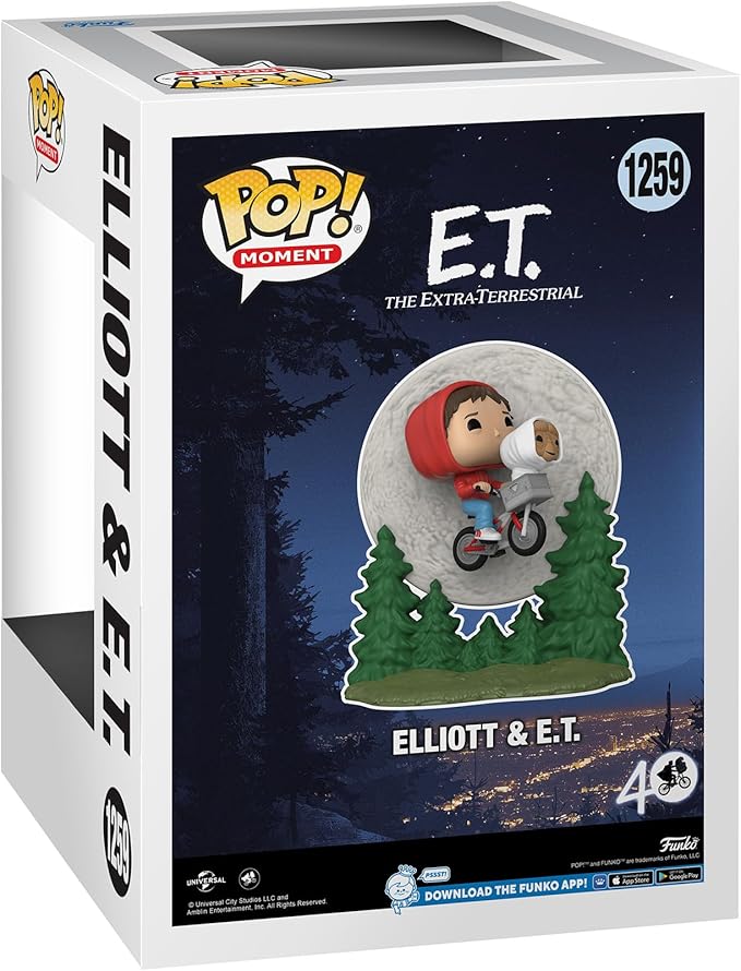 Funko Pop! Moment: E.T. The Extra-Terrestrial - Elliot and E.T. Flying (Glow in The Dark), Multicolor, 50769