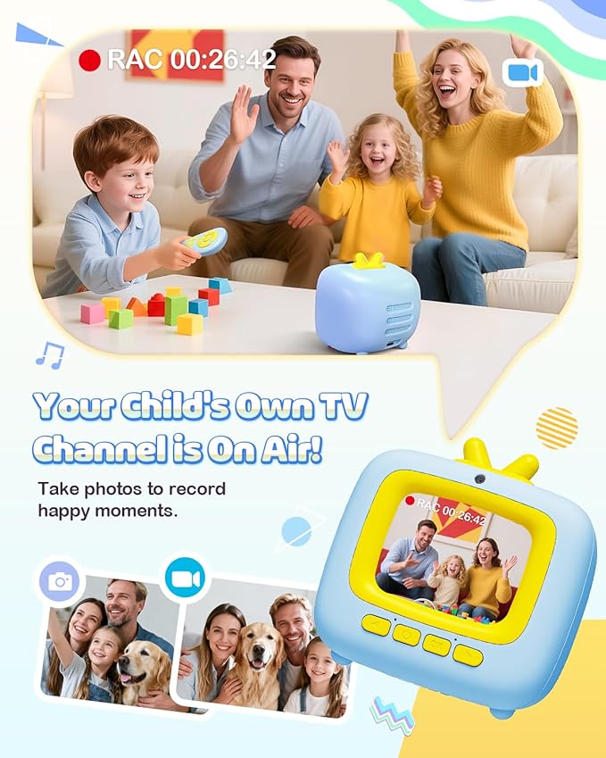 Kids Story Machine Toys for 3-8 Year Old Boys Girls, Toddler TV Toys with Video Player, Music Player, 100+ Stories, Alarm Clock, Game, Chritmas Birthday Festival Gift for Kids (Blue)