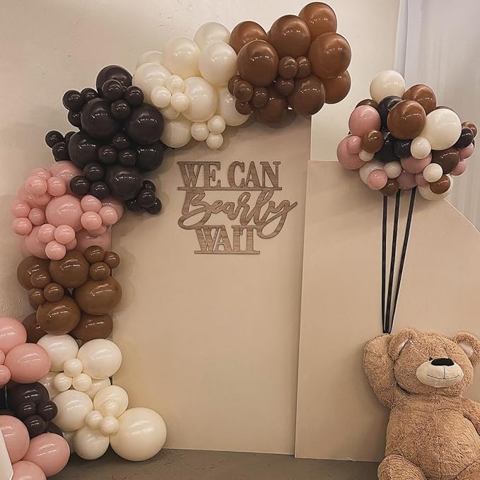 Pink and Brown Balloons Light Pink Coffee Brown Beige Balloons 12inch White Sand Balloon Bear Baby Shower Birthday Party Decorations Latex Helium Balloon for Arch Bridal Boho Decor