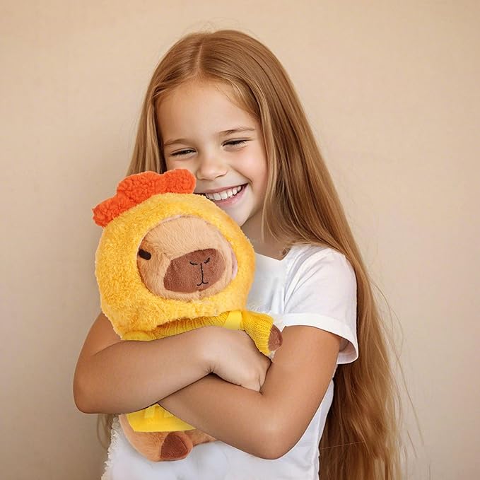 Cute Capybara Plush with 9 pcs Clothes & Accessories, Soft Capybara Stuffed Animal Capybara Plush Toy, Dress Up Kawaii Capybara Plushies Birthday Gifts for Kids Boys Girls 10.2 inch