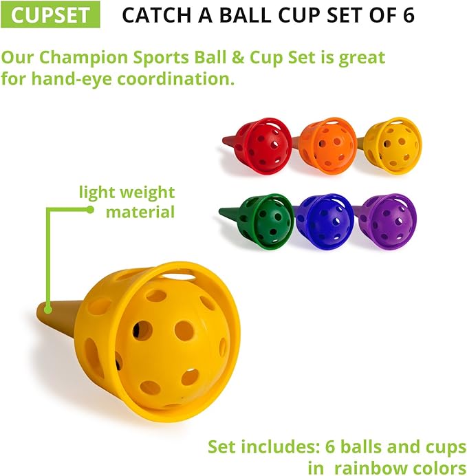 Champion Sports Scoop Ball & Catch Games – Lightweight Plastic Toss & Catch Sets for All Ages
