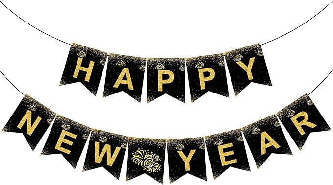 OHOME New Years Decorations 2026 - Happy New Year Banner - New Years Eve Party Supplies - Happy New Year Decorations 2026 Eve Decorations