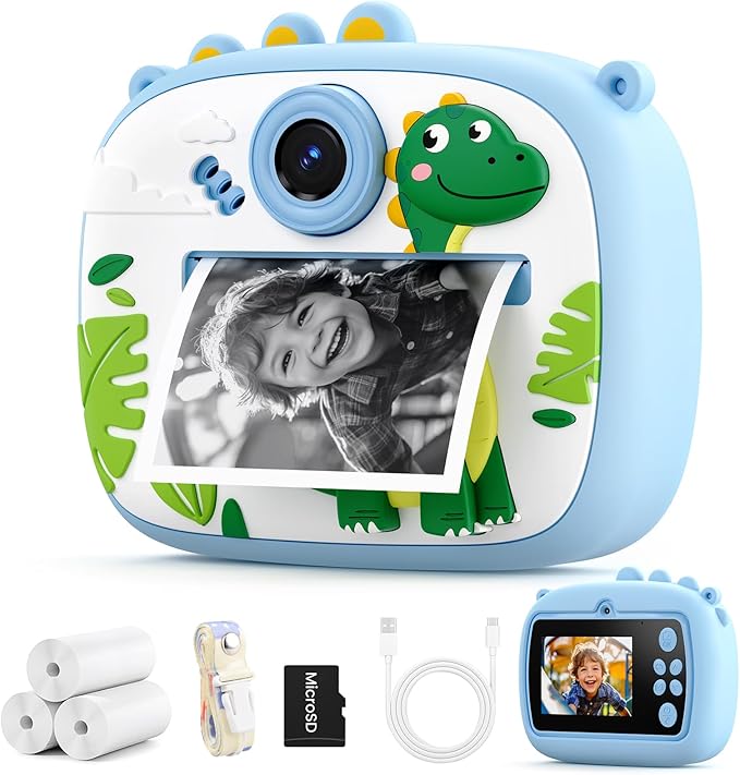 Kids Camera Instant Print, Kids Digital Camera with Photo Printing, Print Paper & 32GB Card, Kids Print Camera Birthday Gifts for Girls Boys 3 4 5 6 7 8 9 10 Year Old