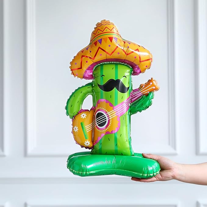 Mexican Fiesta Party Decorations 8Pcs Fiesta Balloons Mexico Taco Llama Cactus Sombrero Mylar Foil Balloons for Cinco De Mayo Taco Carnival Birthday Party Supplies