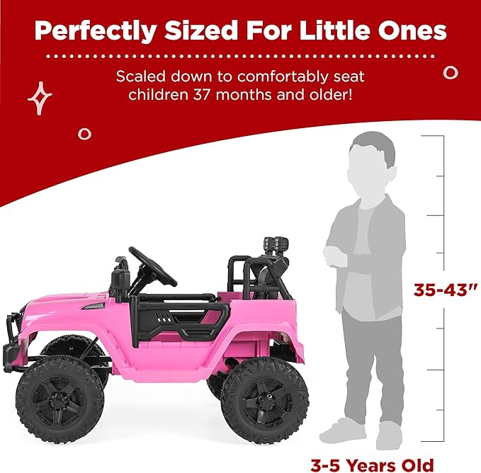 Best Choice Products 12V Kids Electric Vehicle Toy Ride On Car with Parent Remote Control for Toddlers, Seat Harness, 61 lbs Weight Capacity, Locking Doors, Spring Suspension, Bluetooth - Pink
