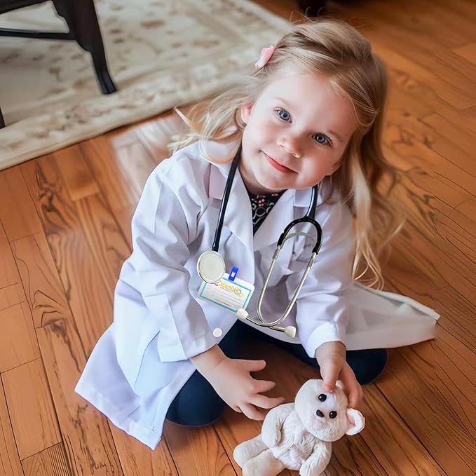 RioRand Kids' Doctor Lab Coat Costume with Accessories Role Play for Boys Girls Playset Nurse Costume Age 3-12