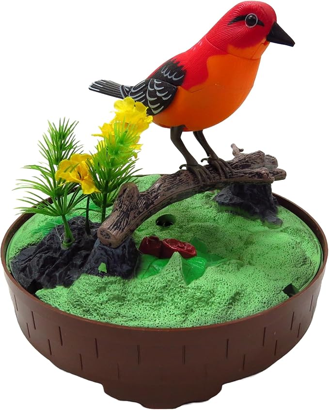 PowerTRC Singing & Chirping Bird in Cage, Realistic Sounds & Movements, Sound Activated Chirp (2 Sets)