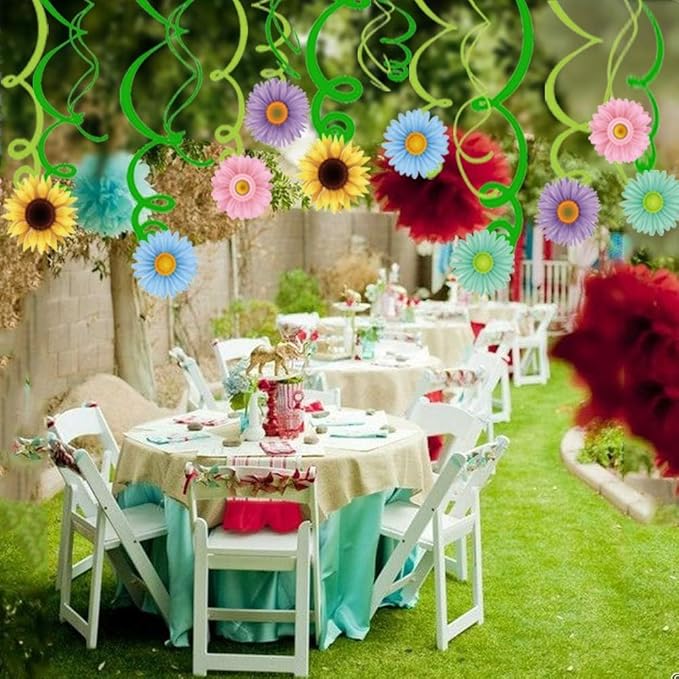 30Ct Spring Sun Flower Hanging Swirl Decorations,Themed Birthday,Party Supplies,Ceiling Decorations for Girls,Boys,Kids,Home,Classroom,Office,Baby Shower