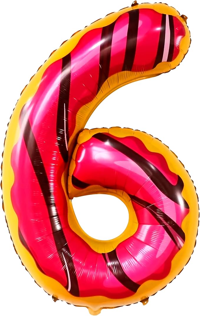 KatchOn, Giant Number 6 Donut Balloon - 40 Inch | Donut 6 Balloon for donut Birthday Decorations, 6 Number Balloons | Number Balloons for Wedding Anniversary