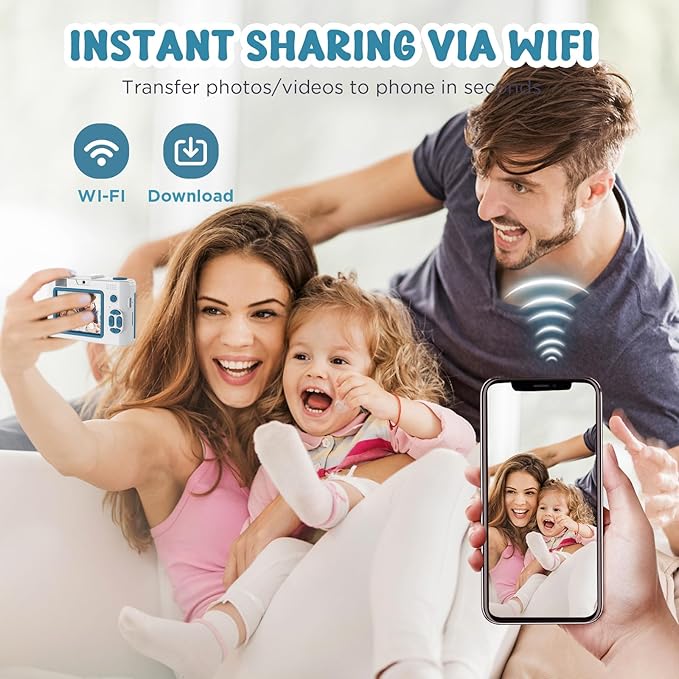 50.0 Mega Pixels Kids Camera for 5-13 Year Old Girls Boys with WiFi,MP3,Video Recording,Children Digital Selfie Video Camcorder 1080P Dual Lens 2.4 Inch HD,32G TF Card (Green)