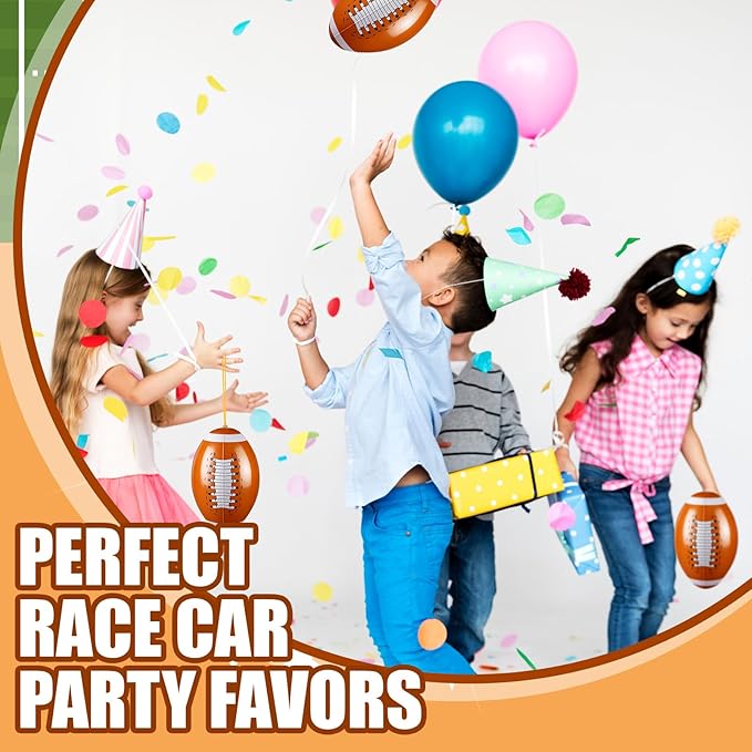 12 Pcs Football Party Favors Punching Balloons for Kids PVC Inflatable Punch Balloon Bouncy Balls with Rubber Band Handle Goodie Bags Stuffers for Football Birthday Supplies Pool Decoration
