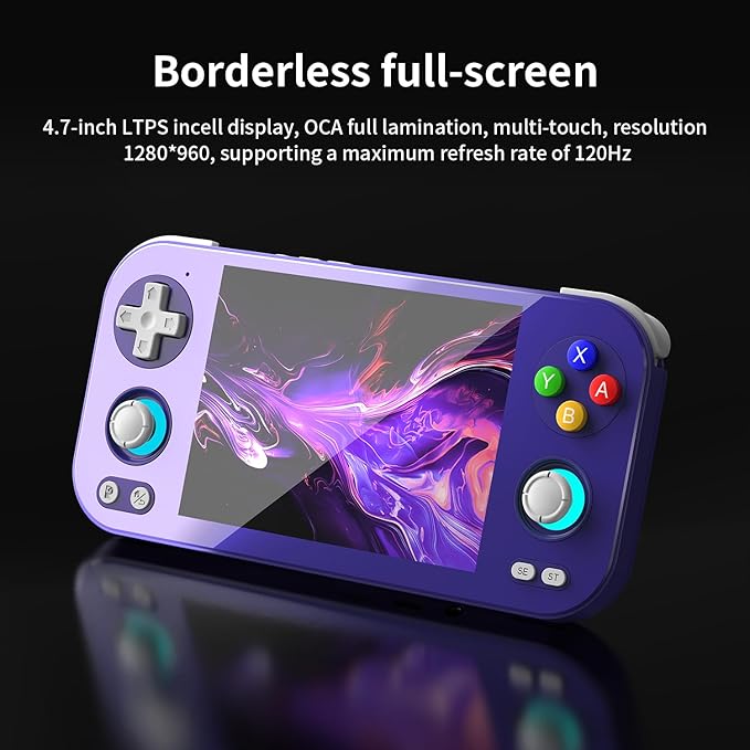 RG476H Retro Game Console Android 13 System Unisoc T820 RG 476H Handheld Game 4.7-inch LTPS Multi-Touch Screen Online Fighting Joystick Supports Output WiFi 5000mAh 8+ 128GB (RG476H-Purple-new)