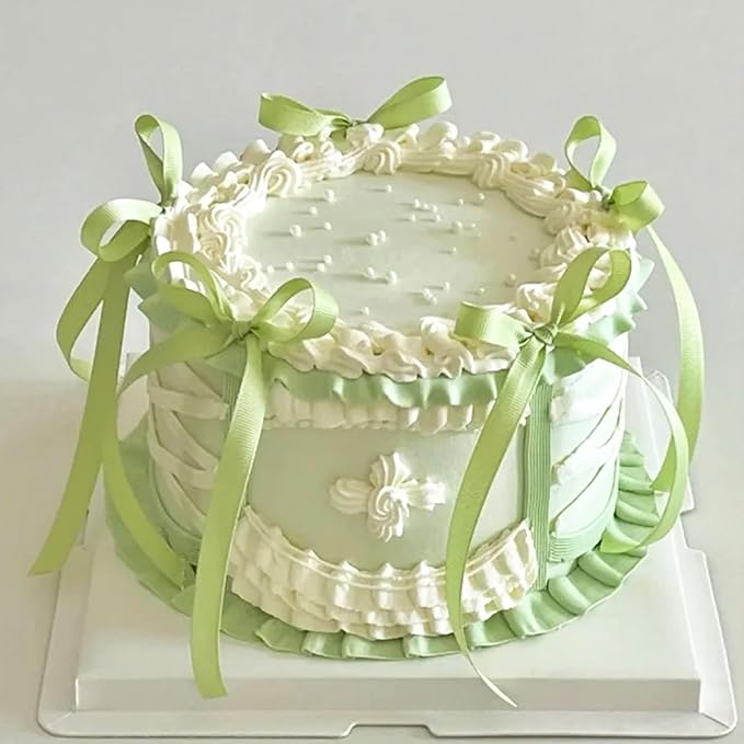 12 PCS Green Bow Cake Topper Coquette Ribbons Bows Cake for Decorating Dessert Green Bowknot Birthday Cake Toppers Baby Bridal Shower Party Favors