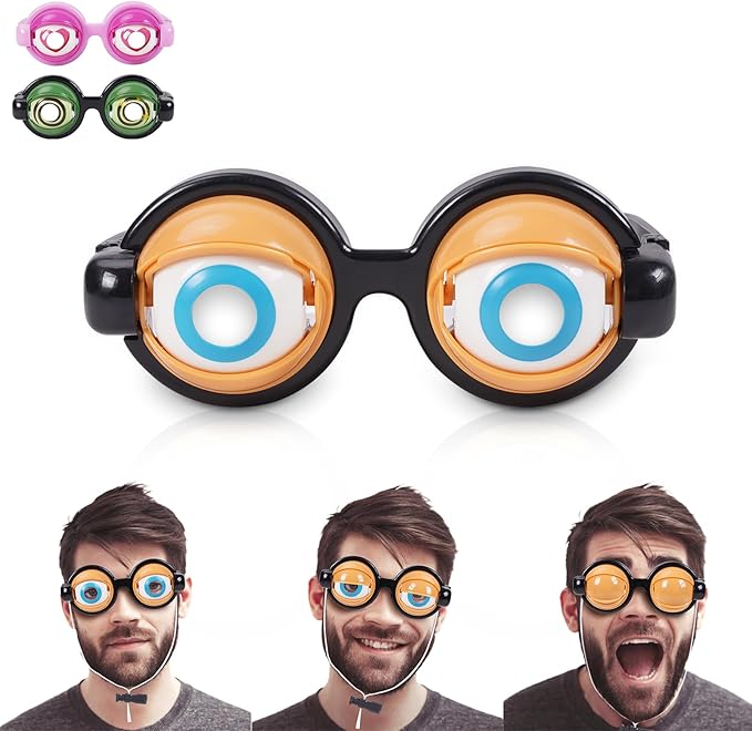 Googly Eye Glasses With Eyes On Them Funny Sunglasses for Adults Funny Glasses for Adults Hilarious Gag Gifts Prank Stuff Silly Crazy Big Eyeball Glasses for Kids Party Toys Accessories Yellow
