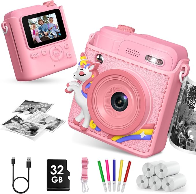 Kids Camera Gifts for Girls Boys - Christmas Birthday Xmas Gift for Girl Boy Age 3 4 5 6 7 8 9 10 11 12 Year Old - Instant Print Digital Toys Ages 3-5 6-8 8-12 Years Olds - Toddler Learning Kid Toy
