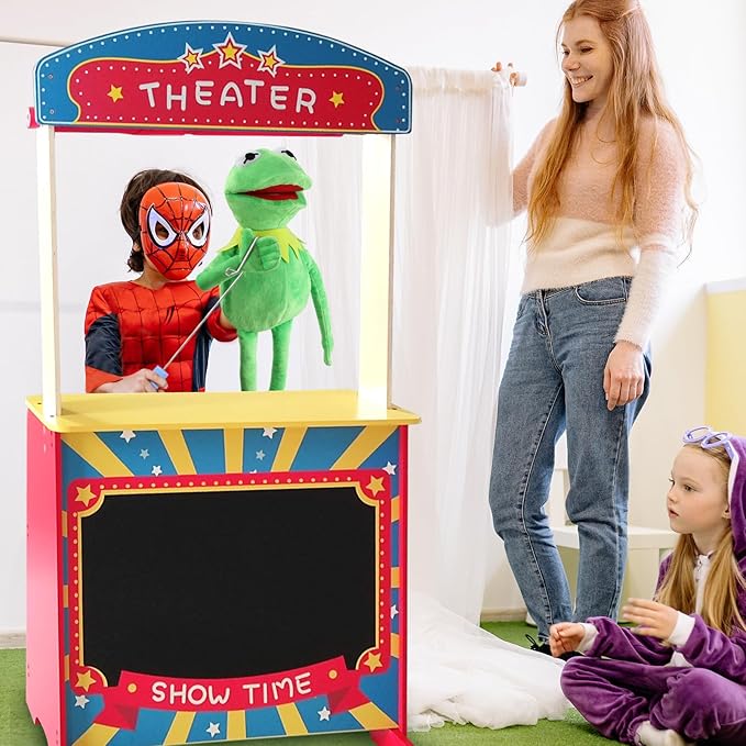 SUIYUEOUR Kermit The Frog with Control Rod Metal Puppets Set,The Muppets Show, Puppet Theatre,Soft Plush Frog Puppets Suitable for Kids Role Play Toy - 24 Inches,3 Years +