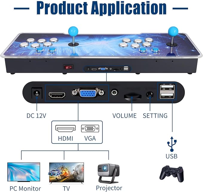 32000 Games 3D Pandora Box Arcade Console, Retro Video Game Machine for TV, 1280x720 HD Output, Search/Save/Hide/Pause Functions,1-4 Players