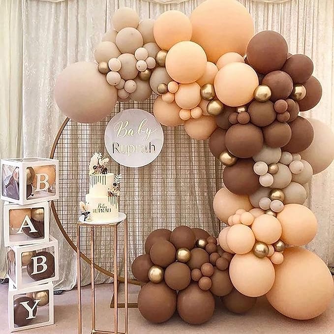 KALOR 22 Inch White Sand Ball Foil Balloons,10 Pcs Beige Large 4D Giant Round Foil Balloon for Birthday Party Baby Shower Gender Reveal Supplies
