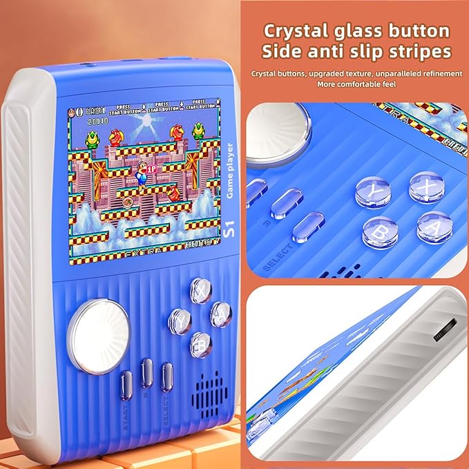 Portable Handheld Games Retro Mini Video Games，Handheld Game Console with 666 Classical FC Game 3.0" Color Screen，Birthday for Boys Girls and Adults (S1-Blue)