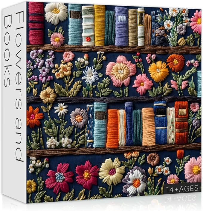 PICKFORU Wildflower Pages Jigsaw Puzzle 1000 Pieces, Unique Art Floral Plant Puzzle Retro Vintage Aesthetic Challenge for Adults