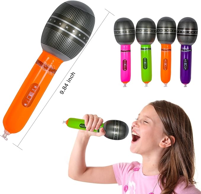 Max Fun Inflatable Rock Star Toy Set, 30 PCS 80s 90s Party Decorations Inflatable Party Props Musical Instrument Blow up Guitar Inflate Rock Band for Carnival Party Favors Rock and Roll Party Supplies