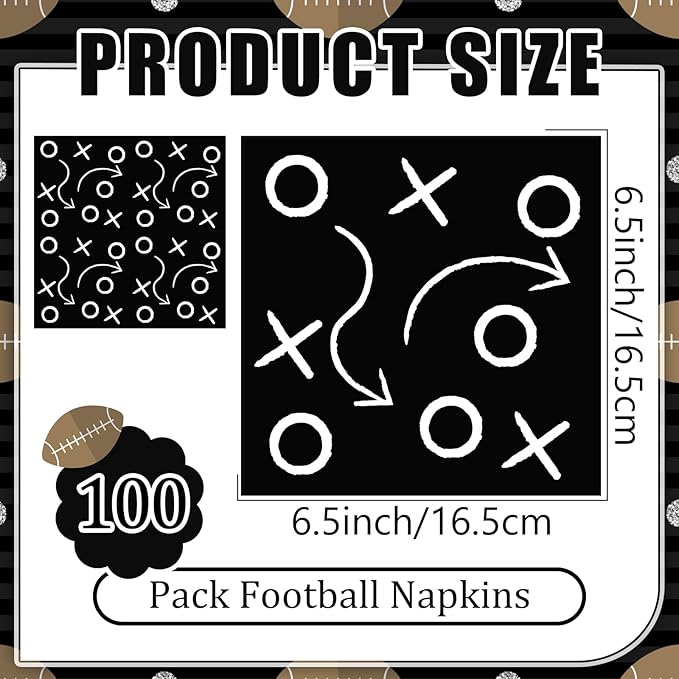 100 Pcs Football Napkins Bulk, Football Themed Party Supplies, Disposable Sports Dinner Paper Napkins for Guest Hand Paper Towels Birthday Party Favors