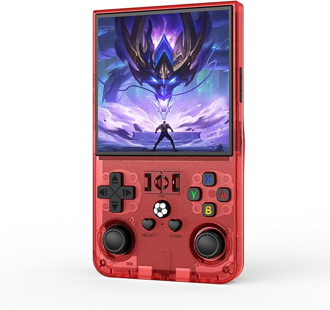 R36MAX Retro Handheld Game Console, Retro Gaming Console with 64G Built-in 18000+ Classic Games, 4.0 Inch 720x720 IPS Screen, Portable Handheld Linux System, 4000mAh Battery (Red)