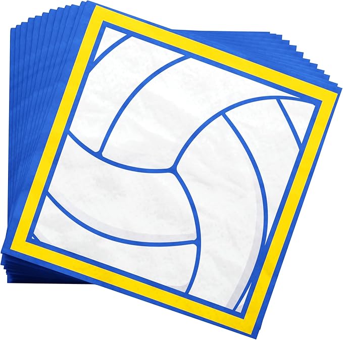 Blue Orchards Volleyball Plates and Napkin (52 Pieces for 16 Guests) - Decorations, Sports Themed Birthday Party Supplies, Volleyball Plates and Napkins, Party Décor