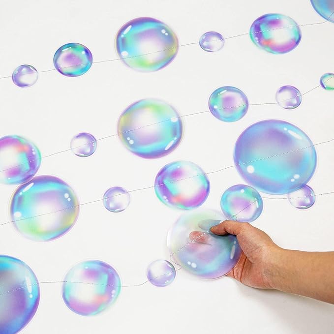 Decor365 Little Mermaid Party Decorations Purple Blue Bubble Garlands Hanging Bubbles Streamer Banner Backdrop Decor Ocean Theme Under The Sea Decor Beach Pool Side Girls Birthday Party Supplies