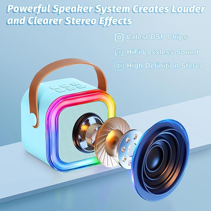 Mini Karaoke Machine for Kids,Girl Toys,Karaoke Microphone Wireless for Kids,Gifts for 4,5,6,7,8,9,10 Year Old Girl Toys (Blue)