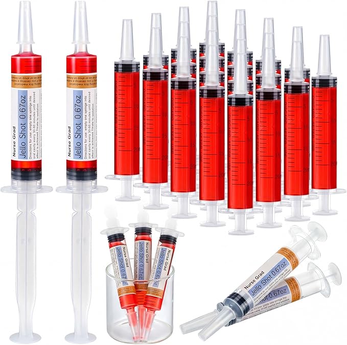 40 Pcs Nursing Graduation Party Supplies, 20 Pcs Plastic Syringes for Drinks, 20 Sticky Labels, Class of 2026 Graduation Decoration Nurse Party Supplies Bsn Rn Lpn Gift(20 ml)
