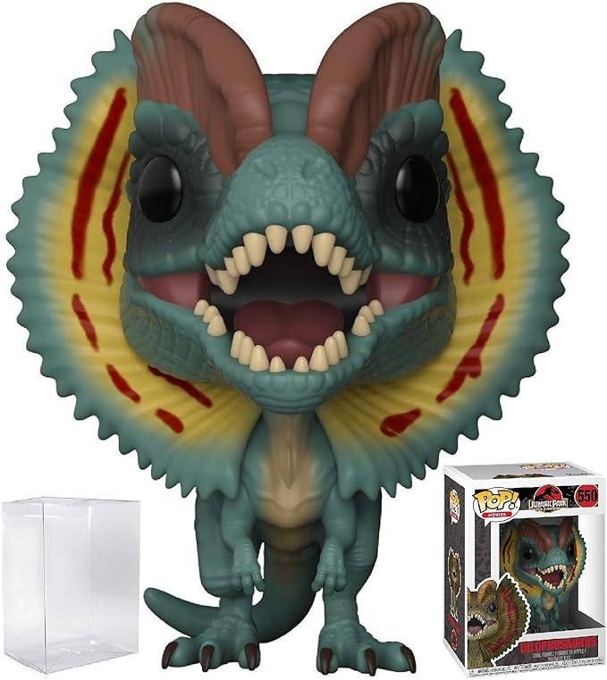 Funko Pop! Jurassic Park - Dilophosaurus [Frill Open] Vinyl Figure (Bundled with Compatible Pop Box Protector Case) Multicolor 3.75 Inches