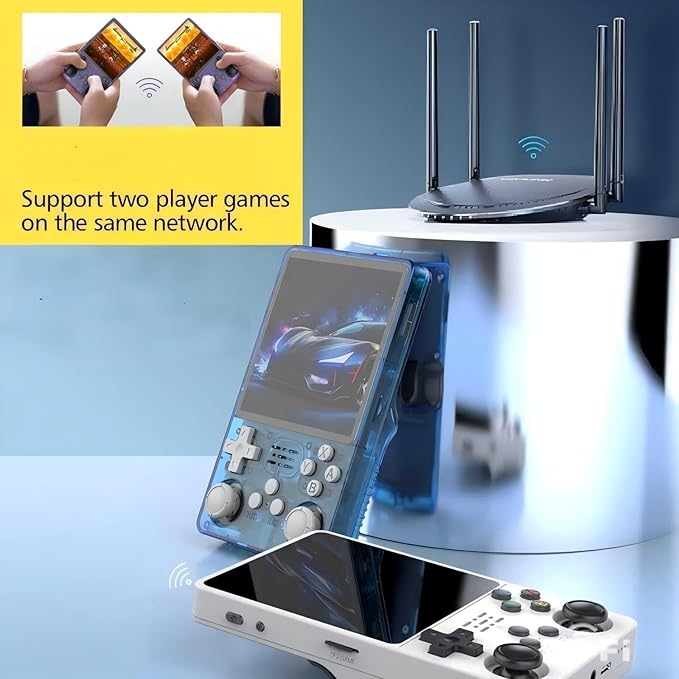 R36Plus Retro Handheld Gaming Console, Portable Retro Game Console,4.0" IPS Screen, Support 15000+ Games/26+ Emulator, Handheld Emulator(Transparent Blue/64G)