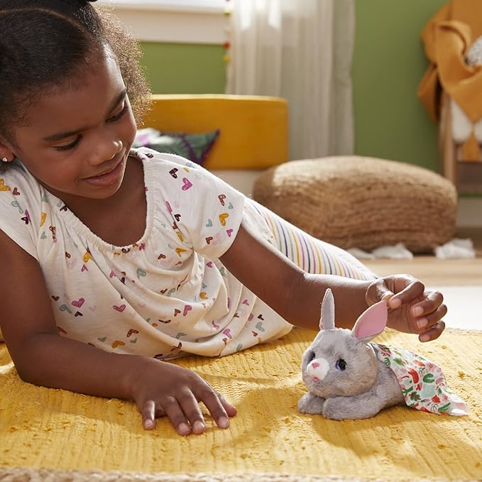FurReal Hasbro Newborns Bunny Interactive Animatronic Plush Toy: Electronic Pet with Sound Effects and Closing Eyes, for Kids Ages 4 and up