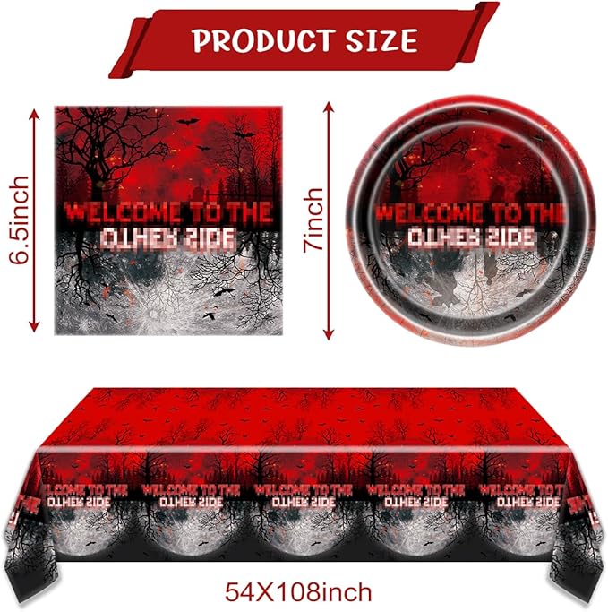 41Pcs Spooky Forest Theme Party Supplies Horror Forest Upside Down Party Tableware Set