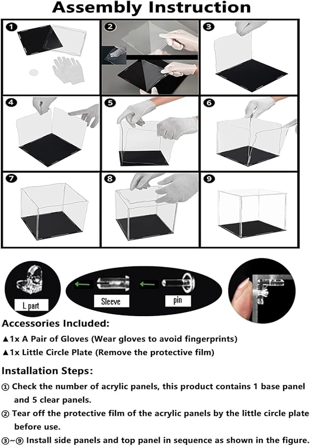 Clear Acrylic Display Cabinet Assembly, Thickened Base, top openable Door, Sturdy L-Shaped Buckle, dust Protection Cabinet for Action Doll Toy Collectibles (White, 35x20x30cm/14x8x12in)
