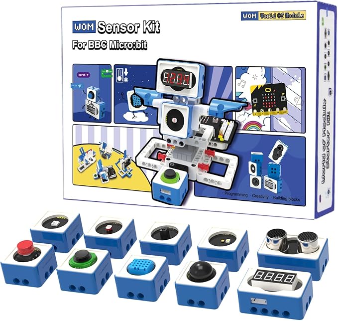 Yahboom Building Block Programming Kit Sensor Module with Micro bit V2 STEM Coding DIY Robot Kit Programmable Education Learn World of Module (Without V2)