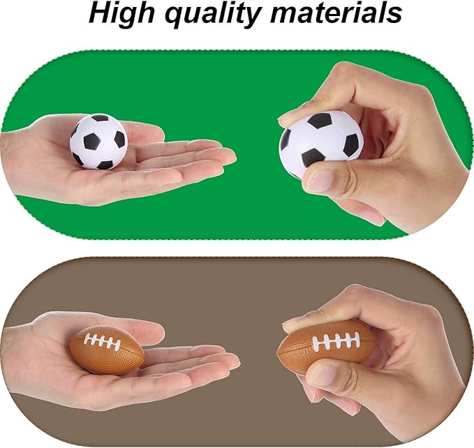 Blulu 72 Pack Small Sports Stress Balls for Kids Mini Footballs Baseball Soccer Basketball Sports Party Favor Gifts Small Foam Squeeze Anxious Toy for Classroom Reward Sport Party Supplies (1.6 Inch)