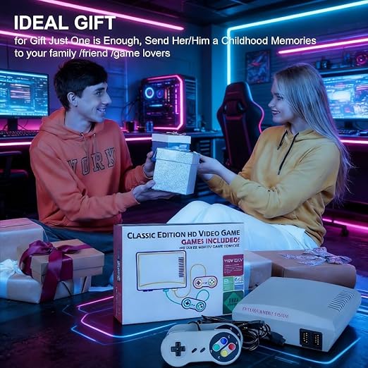 TV Retro Game Console with 300+ Classic Games Plug & Play Entertainment System with Dual Wired Controllers Ideal for Family and Friends