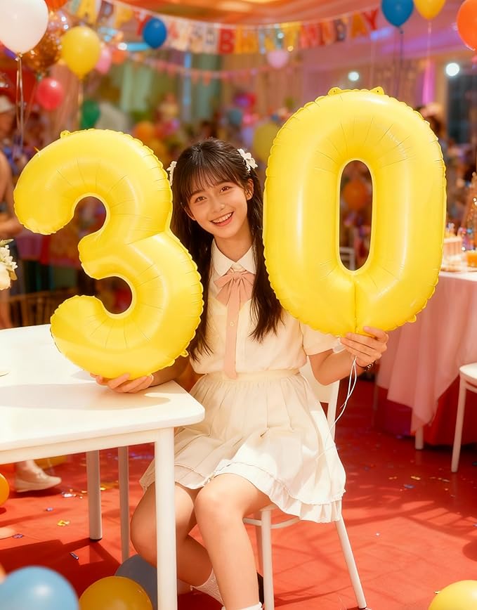 Yellow Helium Number Balloon 40 Inch, Giant Foil Yellow Number 0 Birthday Balloons, Large Numbers 10 20 30 40 50 60 70 80 90 100 2026, Party Celebration Supplies Decorations
