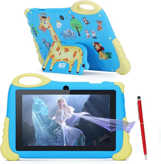 C idea 7 inches Tablet for Kids Age 3-7,Android 13 Kids Tablet, Pre-Installed Learning Educational Apps Todder Tablet, HD IPS Screen for Eye Protection,BT, WiFi, Dual Camera, Gift for Kids (Blue)